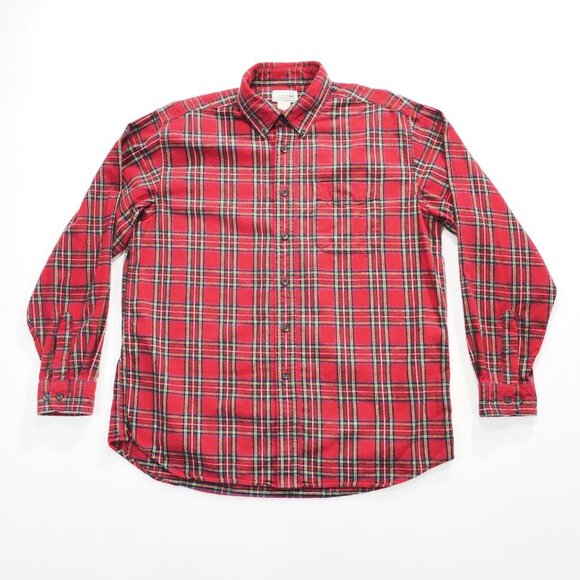 LL Bean Flannel Shirt Mens Large Red Plaid Check Heavyweight Outdoor Lumberjack - Picture 10 of 10